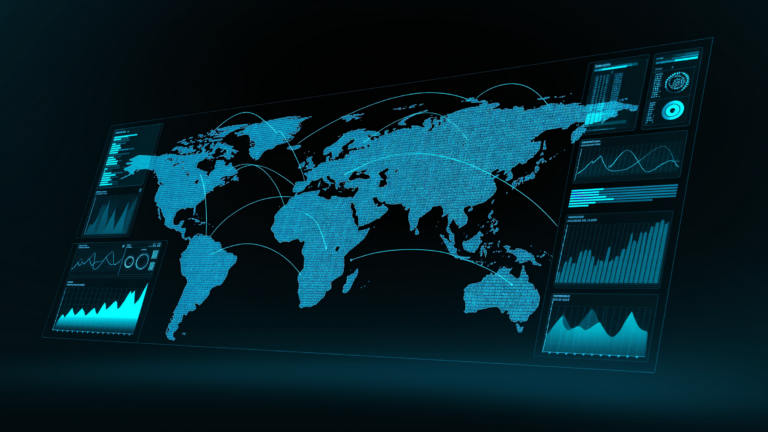 gasto global en seguridad 2026 — dashboard de datos de ciberseguridad holográfico