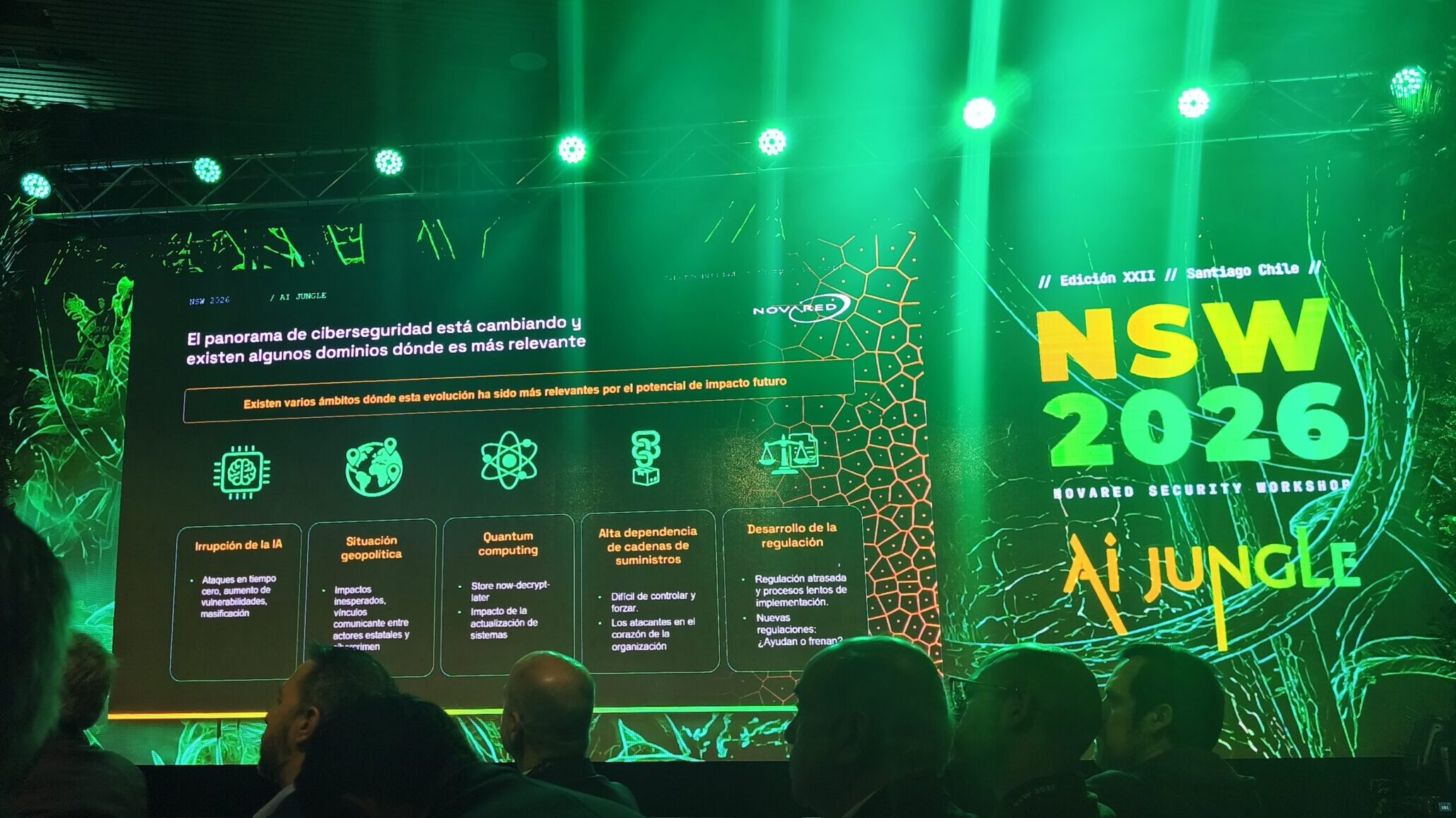 Ciberseguridad e IA — pantalla del Novared Security Workshop 2026 AI Jungle