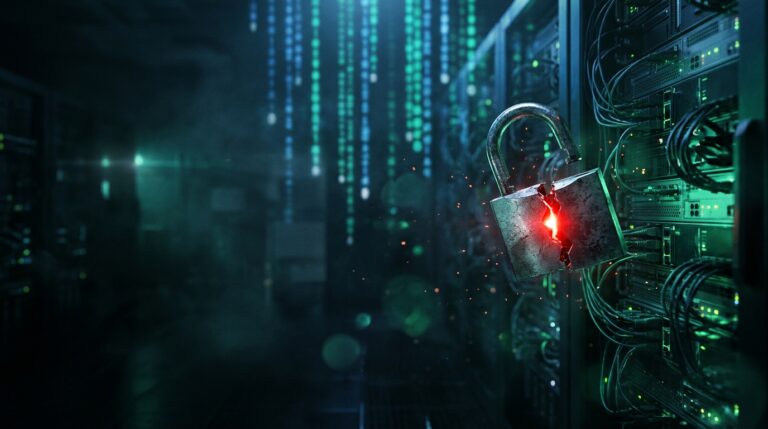 vulnerabilidad de PHP — candado agrietado frente a servidores
