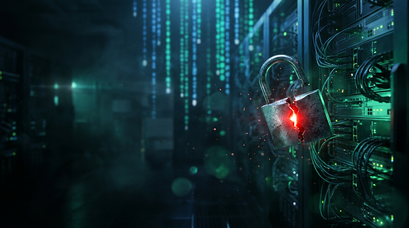 vulnerabilidad de PHP — candado agrietado frente a servidores